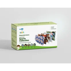 Masks<WeCare 3-ply Disposable Face Masks, Kids, Assorted Sports Designs, 50/Pack (WMN100080)