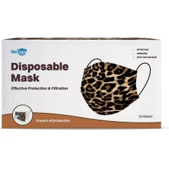 Masks<WeCare 3-ply Disposable Face Mask, Adult, Leopard, 50/Pack (WMN100072)