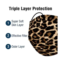 Masks<WeCare 3-ply Disposable Face Mask, Adult, Leopard, 50/Pack (WMN100072)