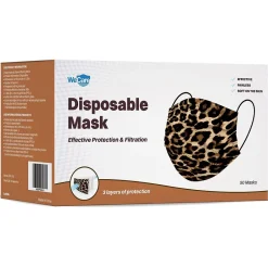Masks<WeCare 3-ply Disposable Face Mask, Adult, Leopard, 50/Pack (WMN100072)