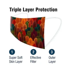 Masks<WeCare 3-ply Disposable Face Masks, Adult, Assorted Fall Designs, 50/Box (WMN100114)