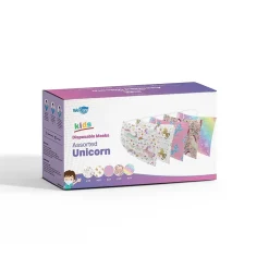Masks<WeCare 3-ply Disposable Face Masks, Kids, Assorted Unicorn Designs, 50/Box (WMN100117)