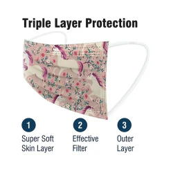 Masks<WeCare 3-ply Disposable Face Masks, Kids, Assorted Unicorn Designs, 50/Box (WMN100117)