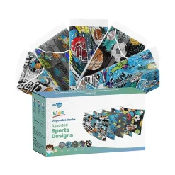 Masks<WeCare 3-ply Disposable Face Masks, Kids, Assorted Sports Deisgns, 50/Box (WMN100118)