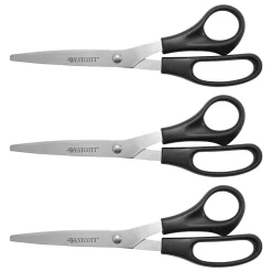 Westcott All Purpose 8" Stainless Steel Standard Scissors, Pointed Tip, Black, 3/Pack (16907) Discount