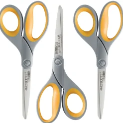 Westcott Titanium Bonded 8" Titanium Multi-Purpose/Heavy Duty Scissor, Pointed Tip, Gray/Yellow, 3/Pack (17532) Clearance