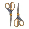 Westcott Titanium Bonded 8" Titanium Heavy Duty General Purpose Scissor, Sharp Tip, Gray/Yellow, 2/Pack (13901) New