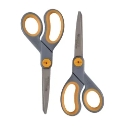 Westcott Titanium Bonded 8" Titanium Heavy Duty General Purpose Scissor, Sharp Tip, Gray/Yellow, 2/Pack (13901) New