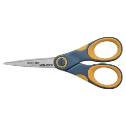Westcott Titanium Bonded 5" Non-Stick Titanium Multi-Purpose/Heavy Duty Scissor, Pointed Tip, Gray/Yellow (14881) Hot