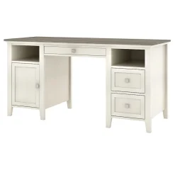 New Abington 60"W Wood Computer Desk, Dusty Aged Oak/Antique White (SPUS-ABTD) Computer Desks