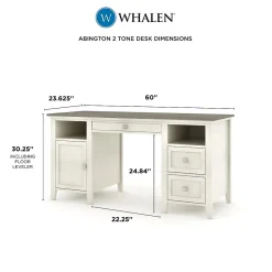 New Abington 60"W Wood Computer Desk, Dusty Aged Oak/Antique White (SPUS-ABTD) Computer Desks