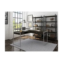 Outlet Asherton 60" W L-Shaped Computer Desk, Fawn Aged Oak (SPUS-ASHD) Corner Desks