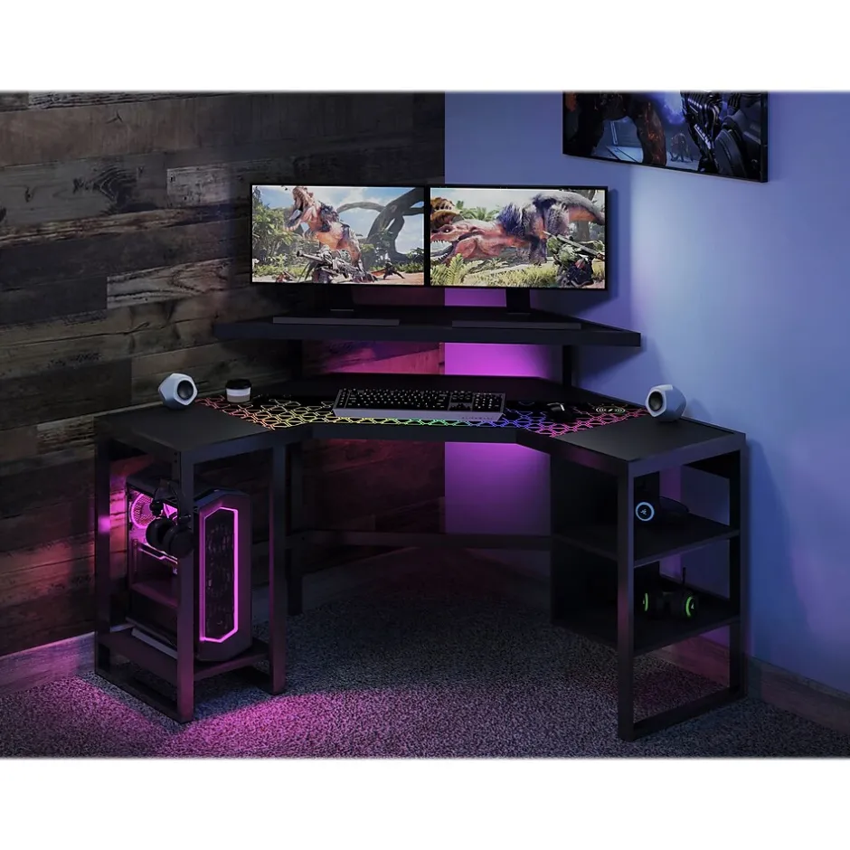 Leet LevelUp 53"W Corner Desk, Onyx (SPLS-LTCGD) Corner Desks