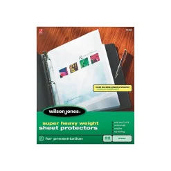 Wilson Jones Top-Loading Sheet Protectors, Super Heavy Weight, 8-1/2" x 11", Clear, 5 mil, 50/Box (WLJ21400) Online