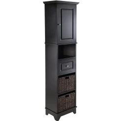 20618 Cabinet with Baskets, Black Storage Cabinets