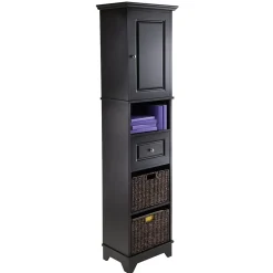 20618 Cabinet with Baskets, Black Storage Cabinets