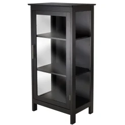 Outlet Poppy Display Cabinet with 3-Sided Tempered Glass, 47.2"H, Black (20523) Bookcases