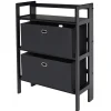 Sale Torino 3-Pc Folding Bookcase w/ Fabric Baskets, Black/Black (20306) Bookcases