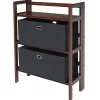 Hot Torino 3-Pc Folding Bookcase w/ Fabric Baskets, Walnut/Black (94395) Bookcases