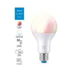 Smart Bulbs<Philips WiZ 100W Equivalent A21 LED Smart Bulb, White (603514)