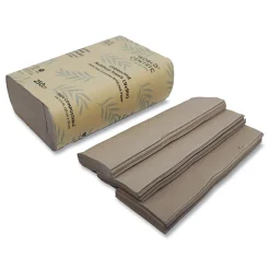 Paper Towels<World Centric 100 Percent PCW Recycled Multifold Paper Towels, 1-Ply, Natural, 250/Pack, 16 Packs/Carton (WORTWPAMF)