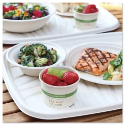 Food Storage Containers<World Centric Fiber Trays, PLA Lined, PFAS Free, 1-Compartment, 18 x 14 x 1, Natural, 100/Carton