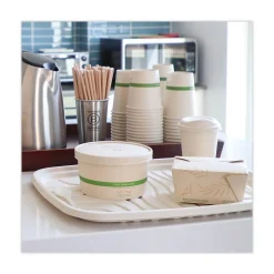 Food Storage Containers<World Centric Fiber Trays, PLA Lined, PFAS Free, 1-Compartment, 18 x 14 x 1, Natural, 100/Carton