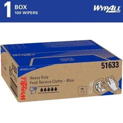 WypAll CriticalClean Foodservice Fabric Food Service Cloths, 23.5" x 12.5", Blue, 100 Cloths/Pack (51633)