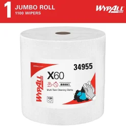 WypAll GeneralClean X60 Nylon Cleaning Wipers, 13.4" x 12.5", White, 1100 Sheets/Roll, 1100 Wipers/Box (34955)