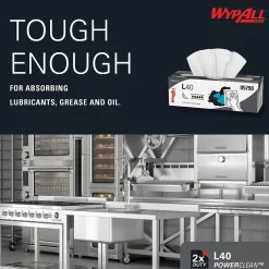 WypAll PowerClean L40 Cellulose Cleaning Wipers, 9.8