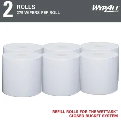 WypAll PowerClean WetTask Fabric Cleaning Wipers, 15" x 9", White, 275 Sheets/Roll, 2/Carton (06006)