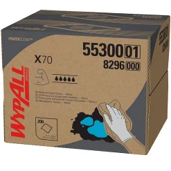 WypAll PowerClean X70 Cloths, 11.1" x 16.8", White, 200 Sheets/Box (55300)