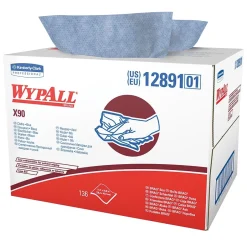 WypAll X90 Cleaning Cloths, 16.8" x 11.1", Blue and Denim, 0.33 lbs., 136 Cloths/Pack (12891)