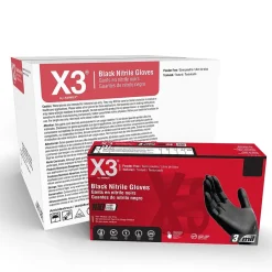 X3 Powder-Free Nitrile Gloves, Latex Free, XL, Black, 100/Box, 10 Boxes/Carton (B48100-CC)