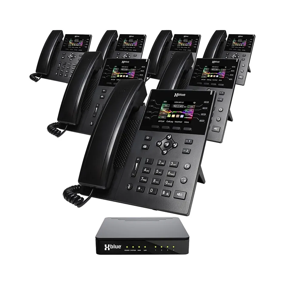 Office Phones & Conferencing<XBLUE QB1 14-Line Corded Conference Telephone System Bundle, Black (qb1-ip8g-4x7)