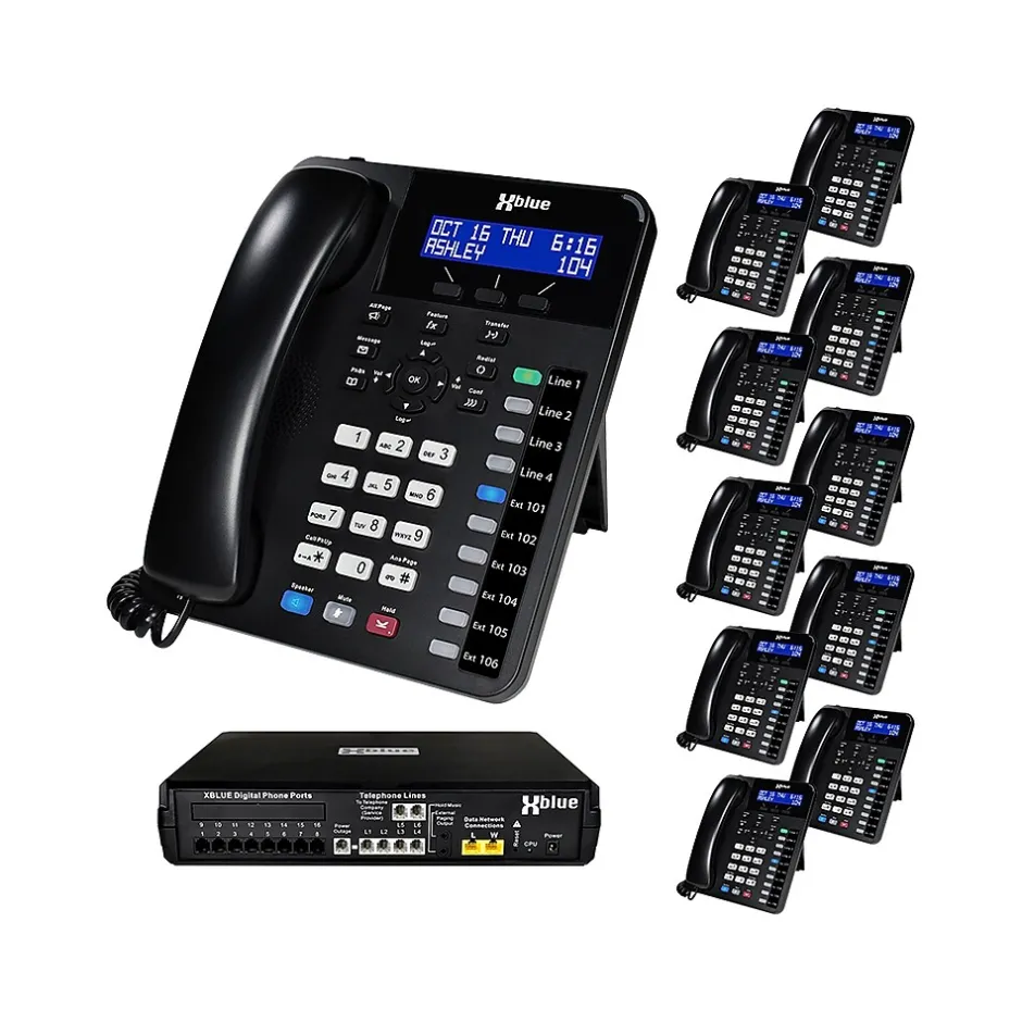 Office Phones & Conferencing<XBLUE X16 Plus 6-Line Corded Conference Telephone System Bundle, Black (X16plus-XD10-4x11)