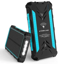 4XEM USB Wireless Charger for Most Smartphones, 20000mAh, Blue (4XSOLARPWRBL)