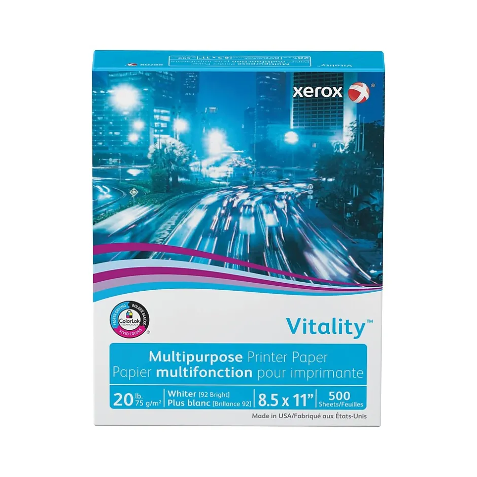 Vitality 8.5" x 11" Multipurpose Paper, 20 lbs., 92 Brightness, 500 Sheets/Ream (3R02047PY) Large Quantity Paper