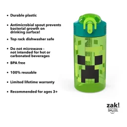 Water Bottles<Zak! Minecraft Meadow Polypropylene Water Bottle, 16 oz., Green/Black (MICR-T120)