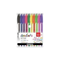 Zebra doodler'z Gel Pen, Medium Point, 1.0mm, Assorted Ink, 10 Pack (41810) Outlet
