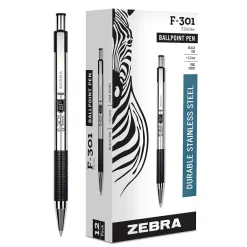 Zebra F-301 Retractable Ballpoint Pens, Fine Point, 0.7mm, Black Ink, Dozen (ZEB27110) Sale