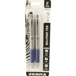 Zebra F-402 Retractable Ballpoint Pen, Fine Point, 0.7mm, Blue Ink, 2 Pack (29222) Best
