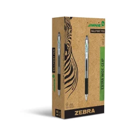 Zebra Jimnie Retractable Ballpoint Pen, Medium Point, 1.0mm, Black Ink, Dozen (22510) Outlet
