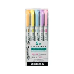 Zebra Mildliner Twin Tip Highlighters, Bullet/Chisel Tip, Gentle Assorted, 5/Pack (78705) Discount