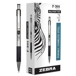 Zebra Pen F-301 Retractable Ballpoint Pens, Extra Bold, Black, Dozen (ZEB 27310) New
