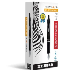 Zebra Sarasa Dry X1 Retractable Gel Pen, Medium Point, 0.7mm, Black Ink, Dozen (45610) Online