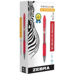 Zebra Sarasa Dry X20 Retractable Gel Pen, Fine Point, 0.5mm, Red Ink, Dozen (46730) Online