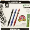 Zebra Z-Grip Retractable Ballpoint Pen, Medium Point, 1.0mm, Assorted Ink, 48 Pack (22048) New