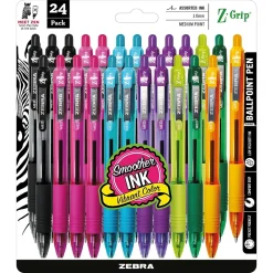 Zebra Z-Grip Retractable Ballpoint Pen, Medium Point, 1.0mm, Assorted Ink, 24 Pack (12271) Discount